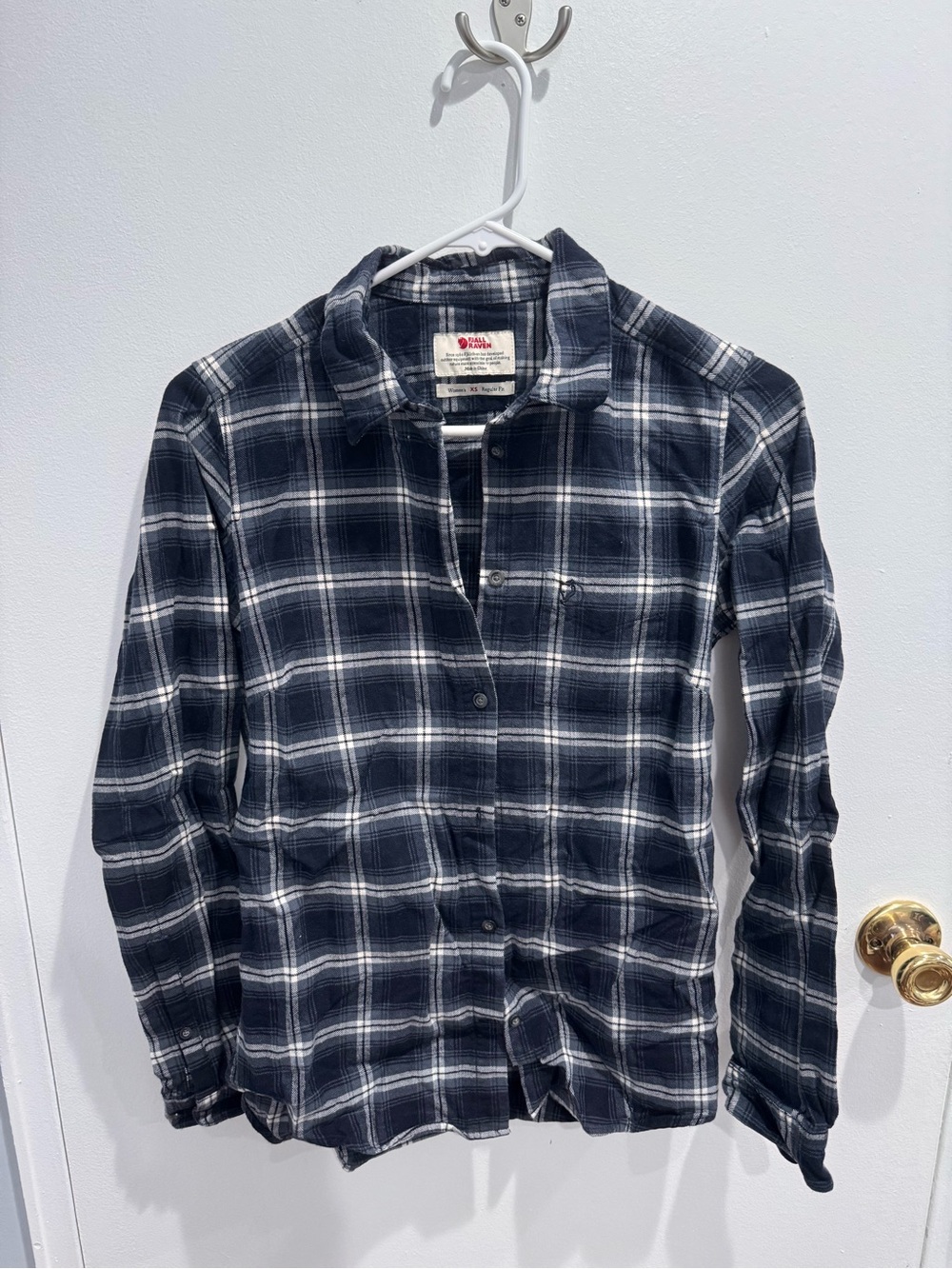 Fjallraven Navy and White Plaid Button-Down Shirt